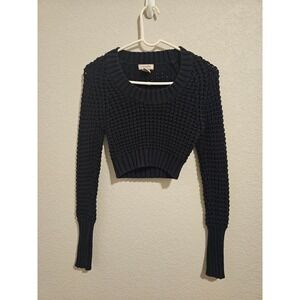 Arizona Jean Co Black Chunky Waffle Gyaru Crop Sweater S Whimsigoth Grunge Egirl